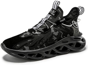 Men's Coal Black Running Shoes Blade Breathable Mesh Sneakers
