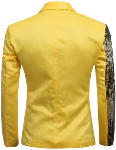 Sequin Yellow Stylish Slim Fit Blazer