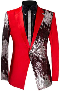 Sequin Red Stylish Slim Fit Blazer
