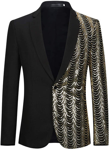 Silver Chain Stylish Gold Sequin Slim Fit Blazer