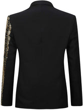 Load image into Gallery viewer, Silver Chain Stylish Gold Sequin Slim Fit Blazer