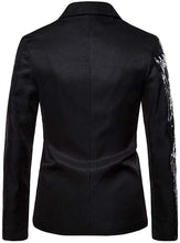 Load image into Gallery viewer, Men&#39;s Black Stylish Sequin Long Sleeve Slim Fit Blazer