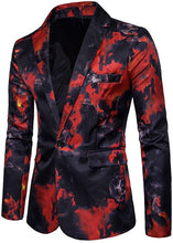Load image into Gallery viewer, Slim Fit Blue Printed One Button Coat
