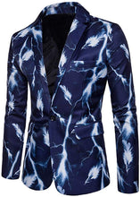 Load image into Gallery viewer, Slim Fit Blue Printed One Button Coat