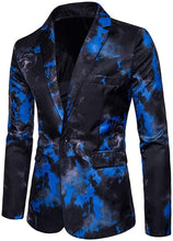 Load image into Gallery viewer, Men&#39;s Slim Fit Blue Dye Printed One Button Blazer Jacket