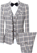Load image into Gallery viewer, Men&#39;s Orange/Gray Checkered Long Sleeve Blazer &amp; Pants 3pc Suit