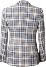 Load image into Gallery viewer, Men&#39;s Grey/Yellow Checkered Long Sleeve Blazer &amp; Pants 3pc Suit