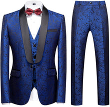 Load image into Gallery viewer, Men&#39;s Artistic Royal Blue Long Sleeve 3pc Paisley Suits Set