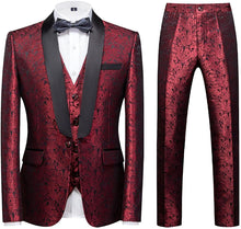 Load image into Gallery viewer, Men&#39;s Artistic Black Long Sleeve 3pc Paisley Suits Set