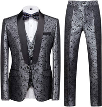 Load image into Gallery viewer, Men&#39;s Artistic Black Long Sleeve 3pc Paisley Suit Set