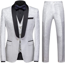 Load image into Gallery viewer, Men&#39;s Artistic White 3pc Paisley Suit Set