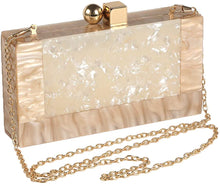 Load image into Gallery viewer, Glitter Marble Gold Acrylic Evening Clutch Bag
