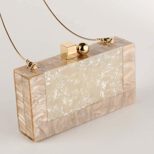 Glitter Marble Gold Acrylic Evening Clutch Bag