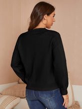 Load image into Gallery viewer, Studded Pearl Black Pullover Long Sleeve Ribbed Knit Sweater