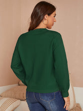 Load image into Gallery viewer, Studded Pearl Green Pullover Long Sleeve Ribbed Knit Sweater