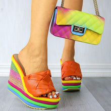 Load image into Gallery viewer, Summer Beach Orange Espadrille Wedge Colorful Sandals