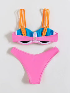 Multicolor Push Up Two Piece Bikini Swimsuits