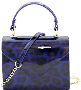 Mini Retro Glitter Silver Box Flap leather Satchel Crossbody Handbag