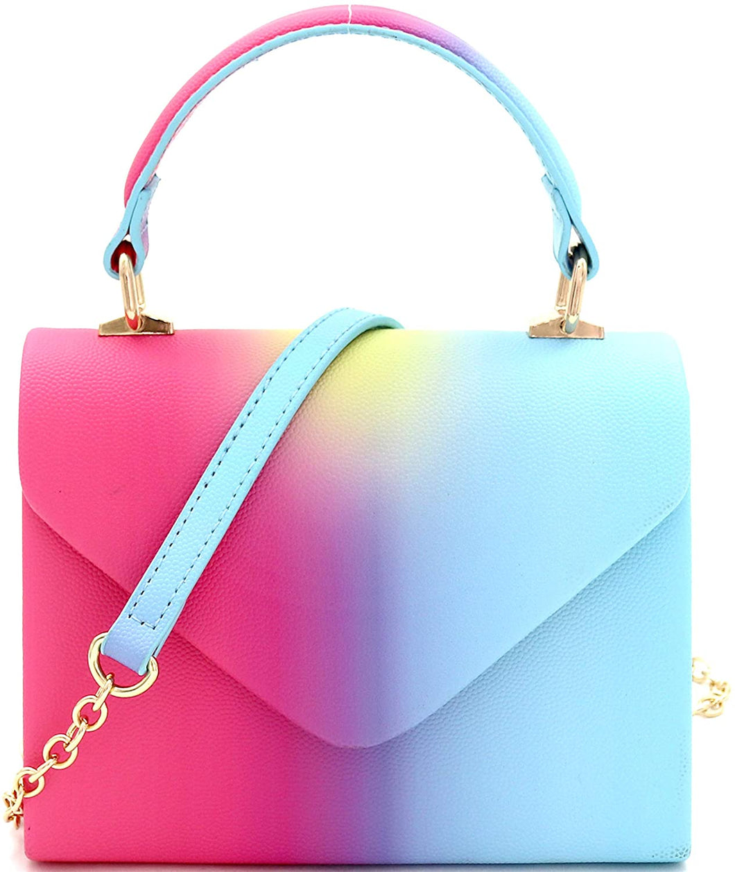 Mini Retro Mix Blue Pink Box Flap leather Satchel Crossbody Handbag