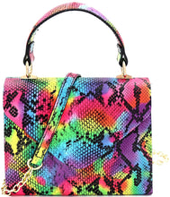 Load image into Gallery viewer, Mini Retro Glitter Pink Box Flap leather Satchel Crossbody Handbag