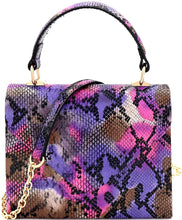 Load image into Gallery viewer, Mini Retro Leopard Patent Brown Box Flap leather Satchel Crossbody Handbag