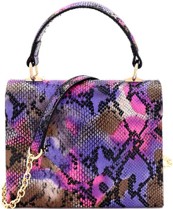 Mini Retro Glitter Rose Gold Box Flap leather Satchel Crossbody Handbag