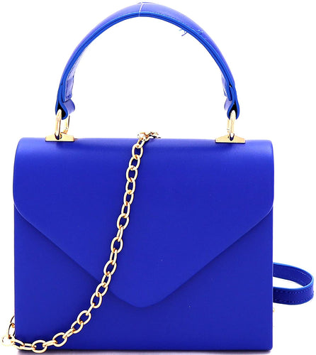 Mini Retro Royal Blue Box Flap leather Satchel Crossbody Handbag