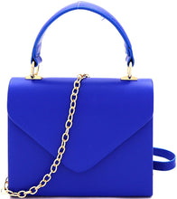 Load image into Gallery viewer, Mini Retro Glossy Crocodile Blue Box Flap leather Satchel Crossbody Handbag