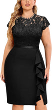 Load image into Gallery viewer, Plus Size Black Embroidered Lace Mermaid Dress