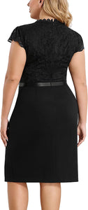 Plus Size Black Embroidered Lace Mermaid Dress