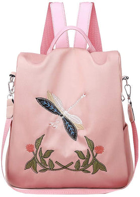 Petite Pink Zipper Closure Oxford Backpack