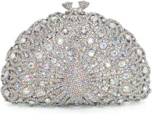 Load image into Gallery viewer, Luxury Silver Rhinestone Crystal Party Clutch Purse