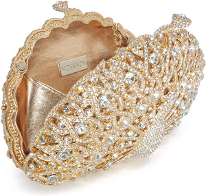 Luxury Gold Rhinestone Crystal Party Clutch Purse