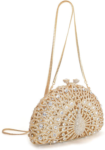 Luxury Gold Rhinestone Crystal Party Clutch Purse