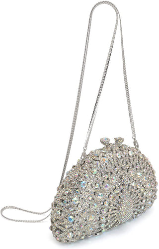 Luxury Silver Rhinestone Crystal Party Clutch Purse