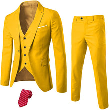 Load image into Gallery viewer, Exclusive Men&#39;s Coral Peach Slim Fit Tux with One Button, Jacket Vest Pants &amp; Tie Set