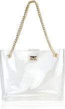 Load image into Gallery viewer, Multifunction Clear Chain Tote with Turn Lock Shoulder Handbag