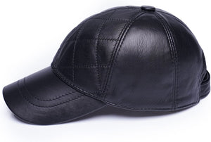 Classic Black Leather Diamond Design Snapback Hat
