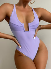 Load image into Gallery viewer, Splicing Monokini Black High Cut One Piece Swimsuit