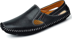 Leather Fashion Slipper Black Casual Slip on Loafers