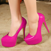 Load image into Gallery viewer, Slip On Pumps Hot Pink Pu Stiletto High Heels