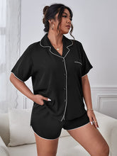 Load image into Gallery viewer, Plus Size Black Satin Top &amp; Shorts Sleepwear