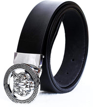 Load image into Gallery viewer, Luxurious Black Silver Tiger Buckle Cowhide Leather Belt