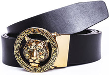 Load image into Gallery viewer, Luxurious Black Silver Tiger Buckle Cowhide Leather Belt