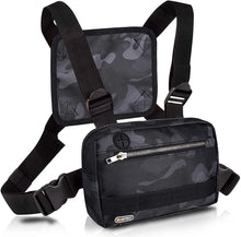 Load image into Gallery viewer, Black Camo Tactical Style Chest Bag