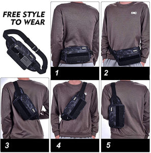 Black Camo Fanny Pack Tactical Style Chest Bag