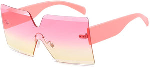 Pink Yellow Candy Color  Rimless Frame Transparent Glasses