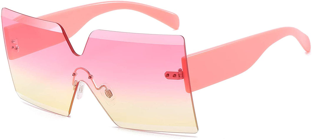 Candy Color Rimless Frame Transparent Sunglasses Glasses