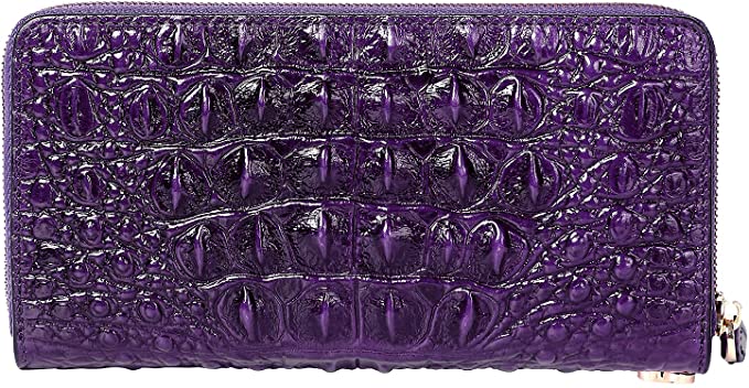 Crocodile Leather Violet Clutch Purses Wallet
