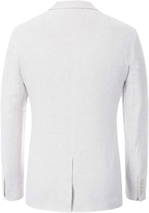 Men's Notched Lapel Collar White Tailored Blazer Sport Coat